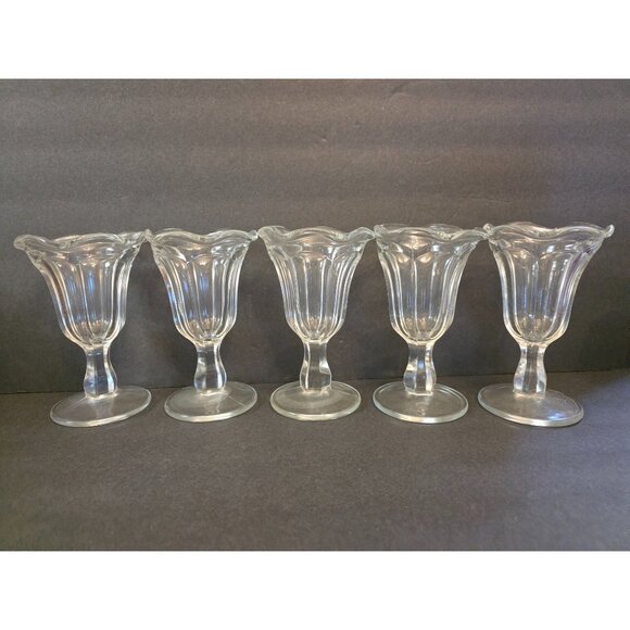 Dining Vintage Clear Glass Ice Cream Sundae Dishes Set Of 5 Poshmark — free download